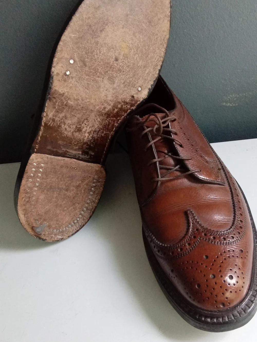 Florsheim Imperial Mens Brown Pebble Grain Leather‎ Longwing Blucher Oxfords 10